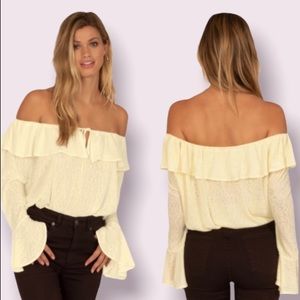 Amuse Society Bella Babe Knit Top in Pale Yellow